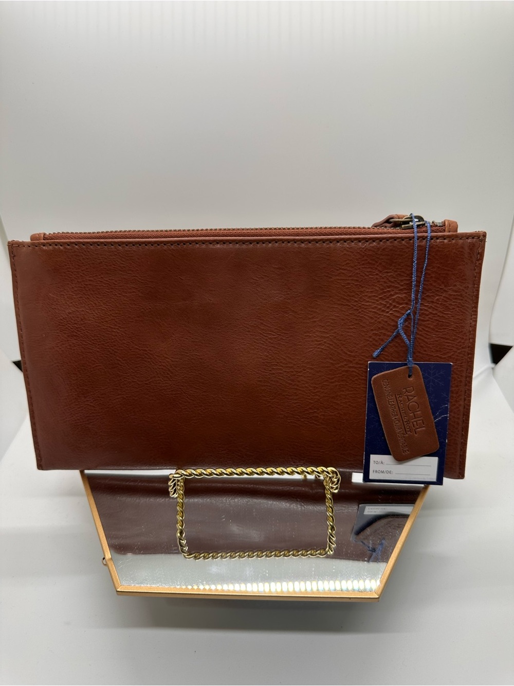 RACHEL Rachel Roy Cognac Brown Leather Wristlet - Picture 3 of 8